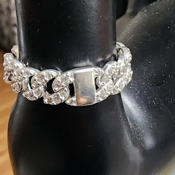 Pandora Pavé Cuban Chain Ring Size 56 US 7.5 - Picture 2 of 9